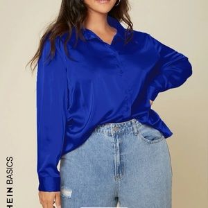 Royal blue silky blouse